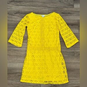 EUC London Times Yellow Lace Mod Dress Size 4